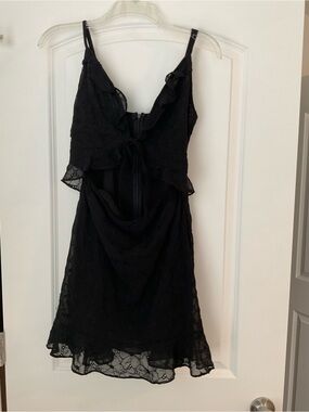 Black Eyelet Spaghetti Strap Mini Dress